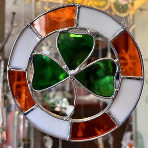 Irish Shamrock Stained Glass Suncatcher – Original Design