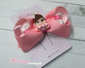 Ballet, Hair Bow, Pink Bow, Ribbon, Clay, Cold Porcelain, Pink
