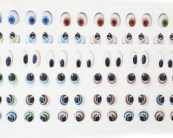 Adhesive Resin Eyes   Combo 2, Doll. Resin Eyes, Eyes  for Cold Porcelain, Clay, Felt, Foam, Paper and embellishment, Eyes, Fimo