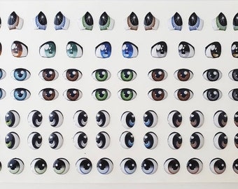 Adhesive Resin Eyes Combo 6, Resin Eyes  for Cold Porcelain, Doll, Clay, Felt, Foam, Paper and embellishment,Eyes,Resin Eyes.