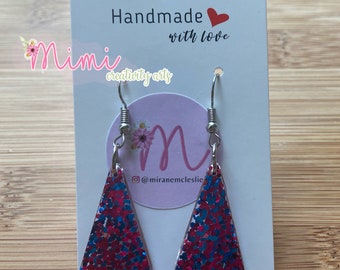 Triangle  Resin  earrings with sparkles