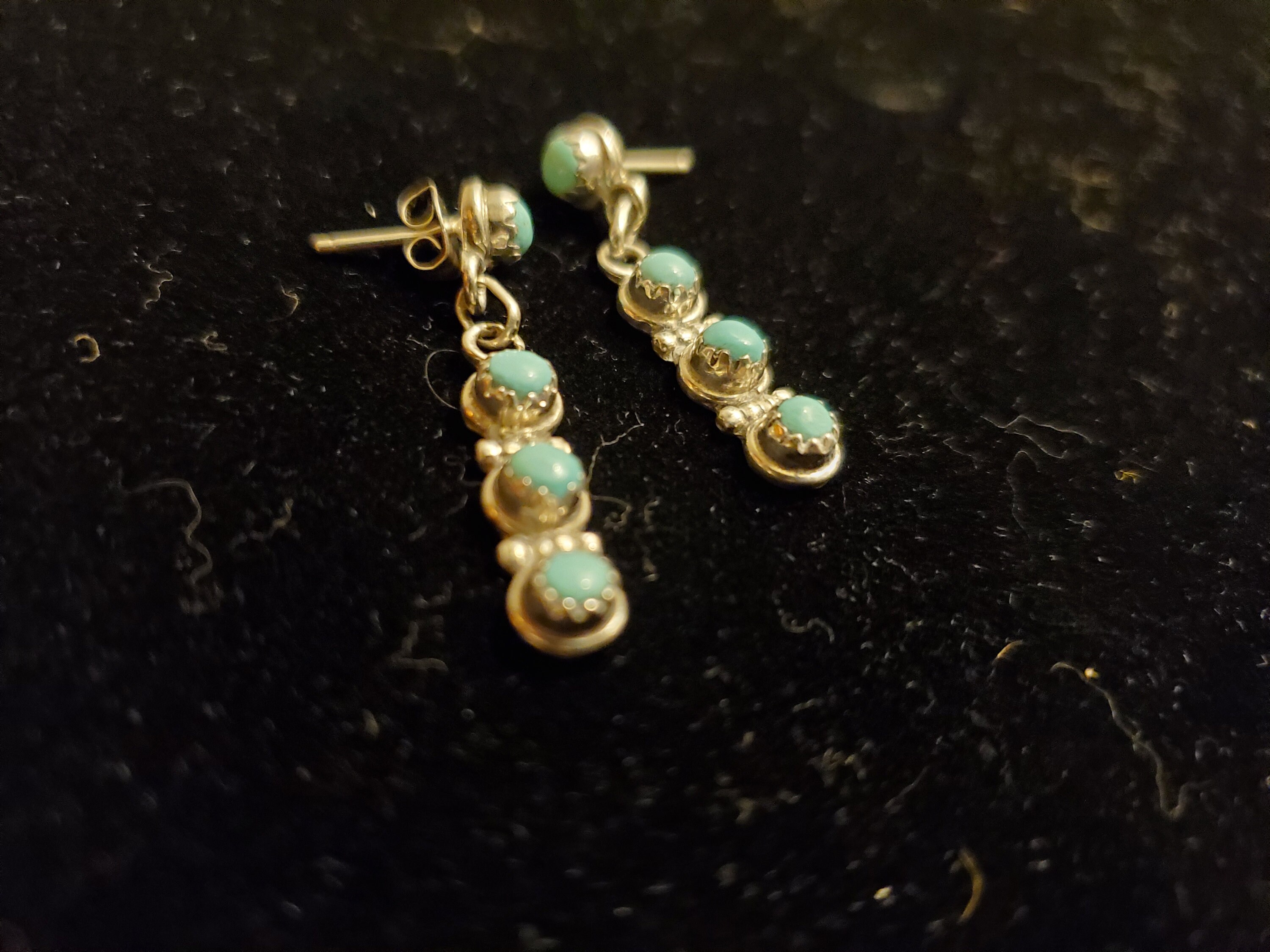 Sterling Sliver Earrings With Turquoise Inlay Etsy UK