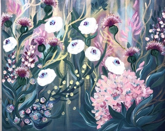 Sea garden Original floral painting