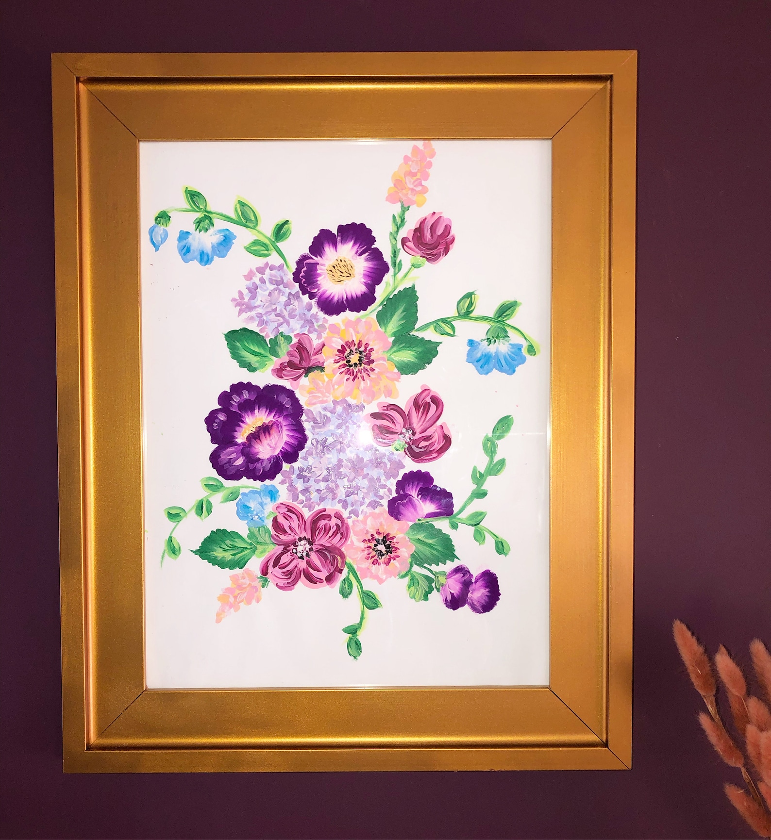 Original painting floral / flowers framed Etsy