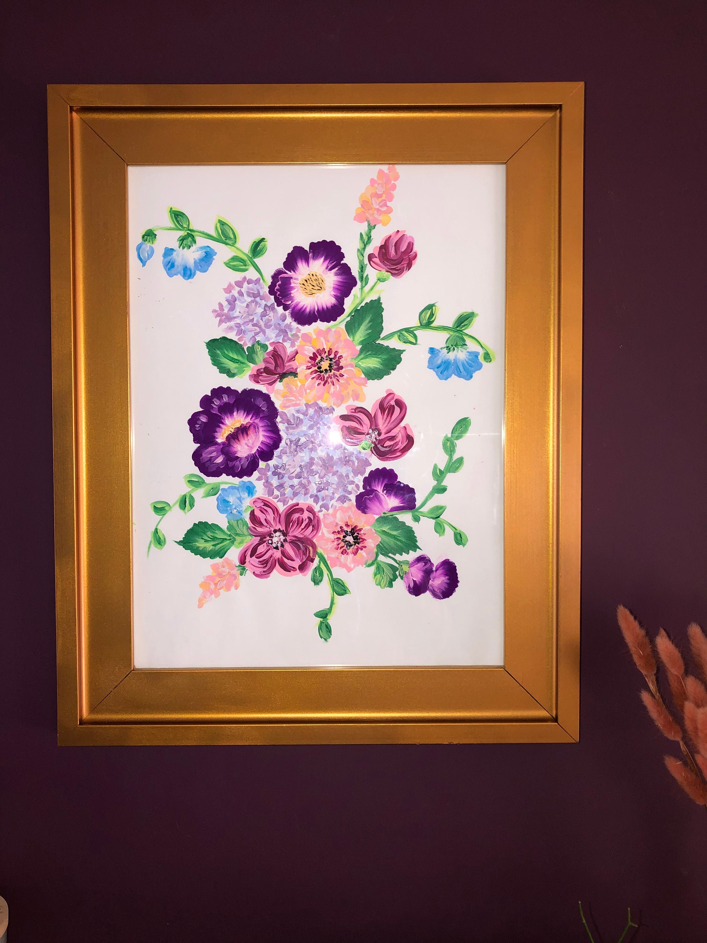 Original painting floral / flowers framed Etsy