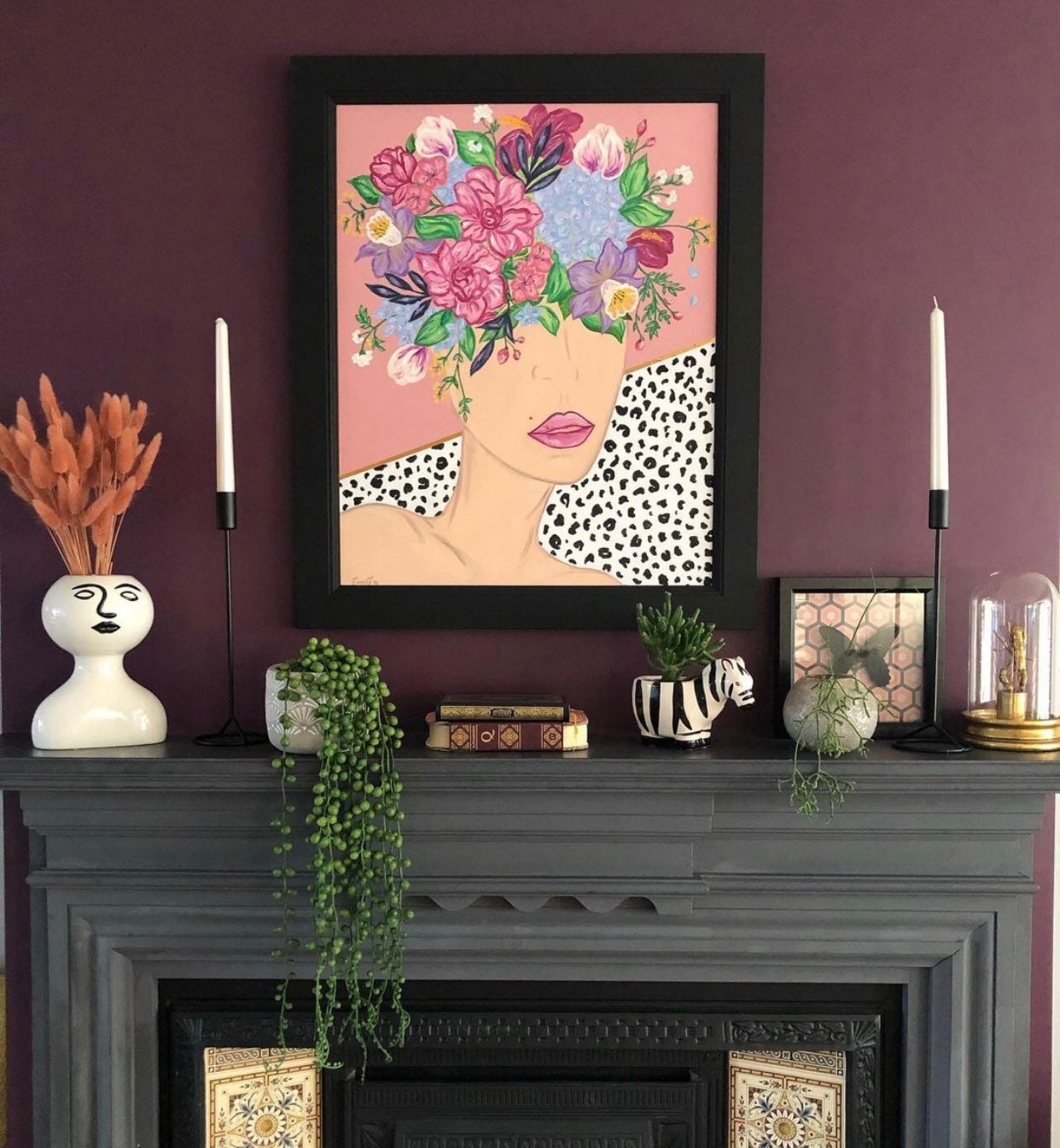 Original painting floral flowers framed Etsy