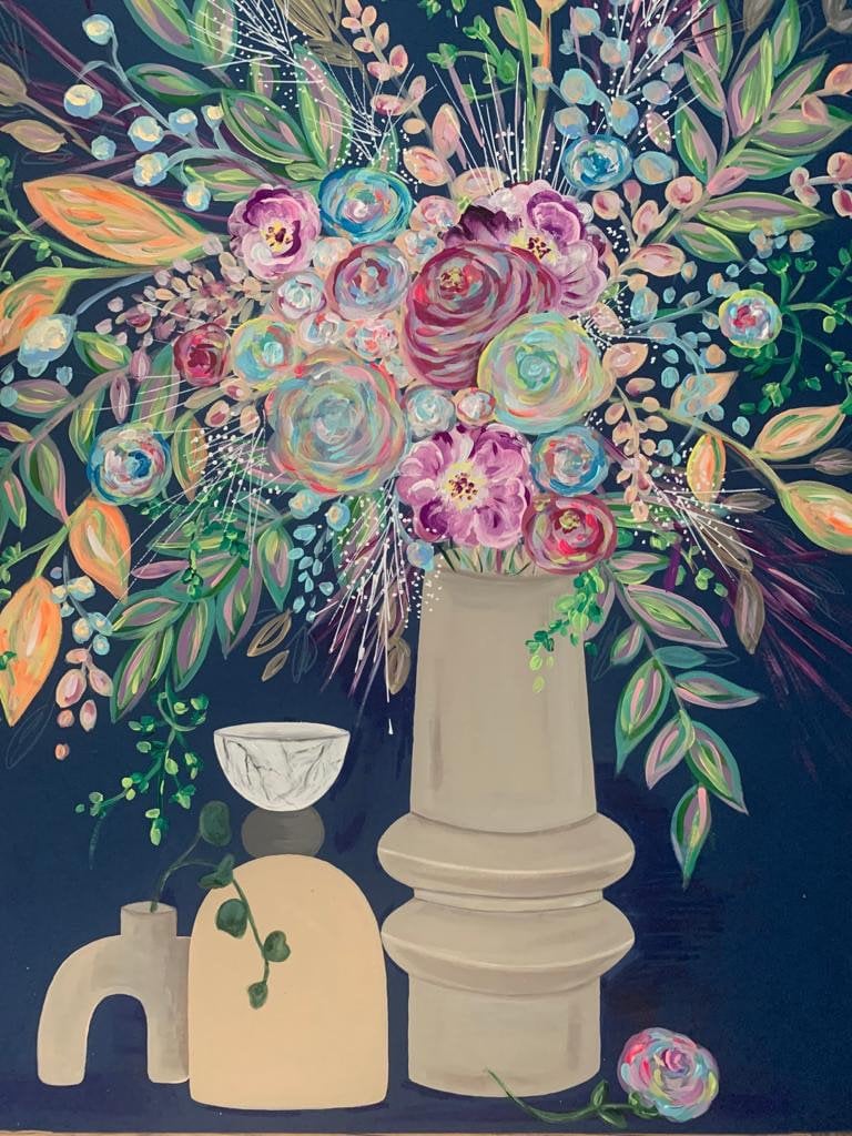 Original Painting Floral Flowers Framed Art Deco Etsy Australia