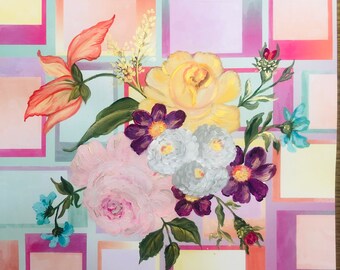 Original floral painting vintage style