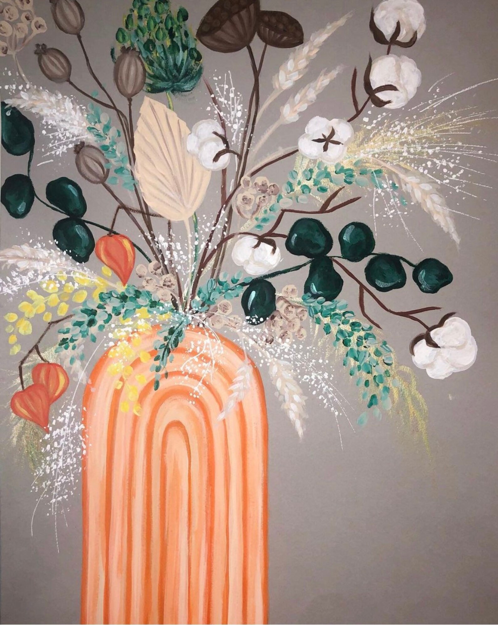 Original painting floral flowers framed art deco Etsy