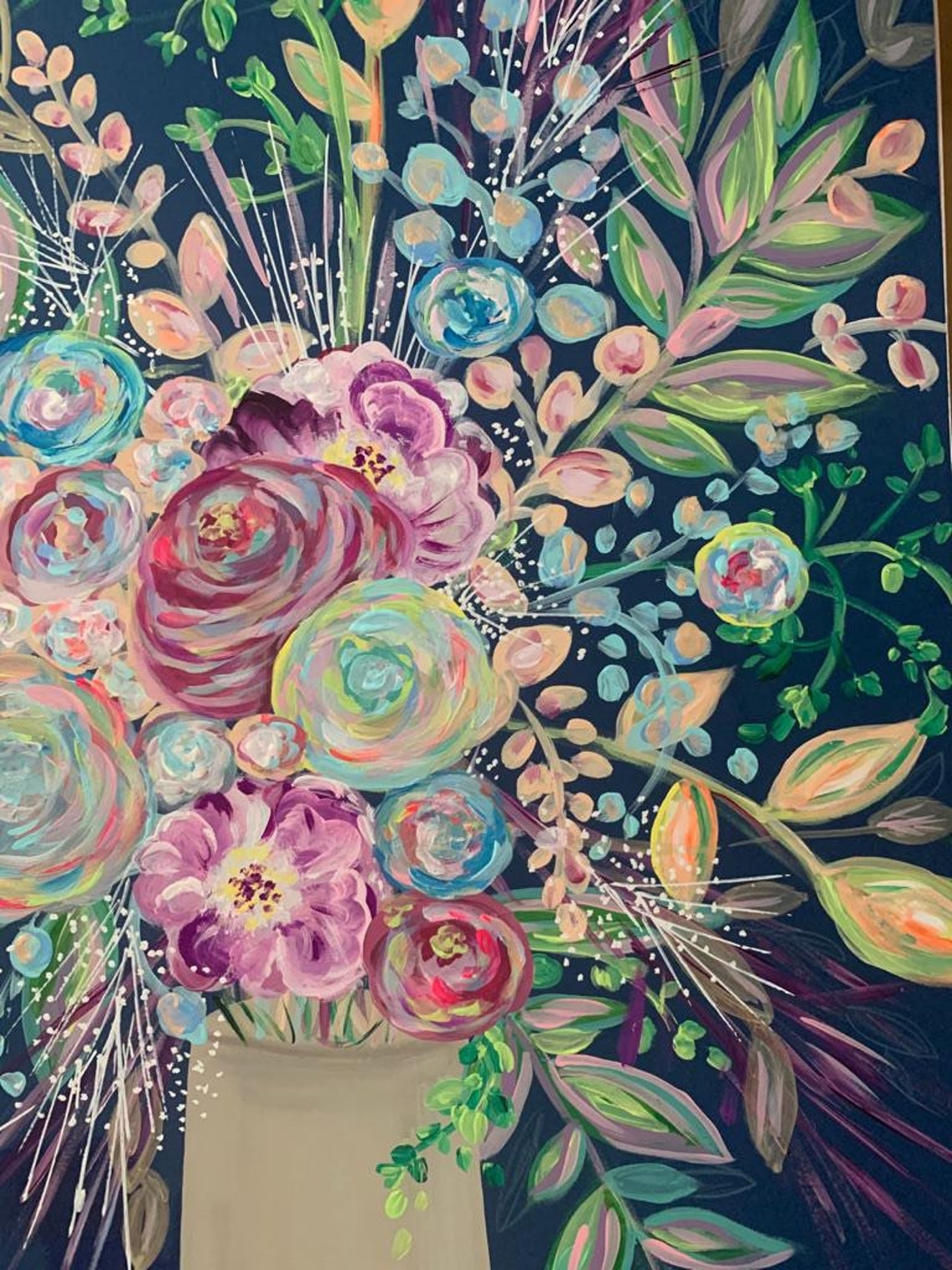 Original Painting Floral Flowers Framed Art Deco Etsy Australia