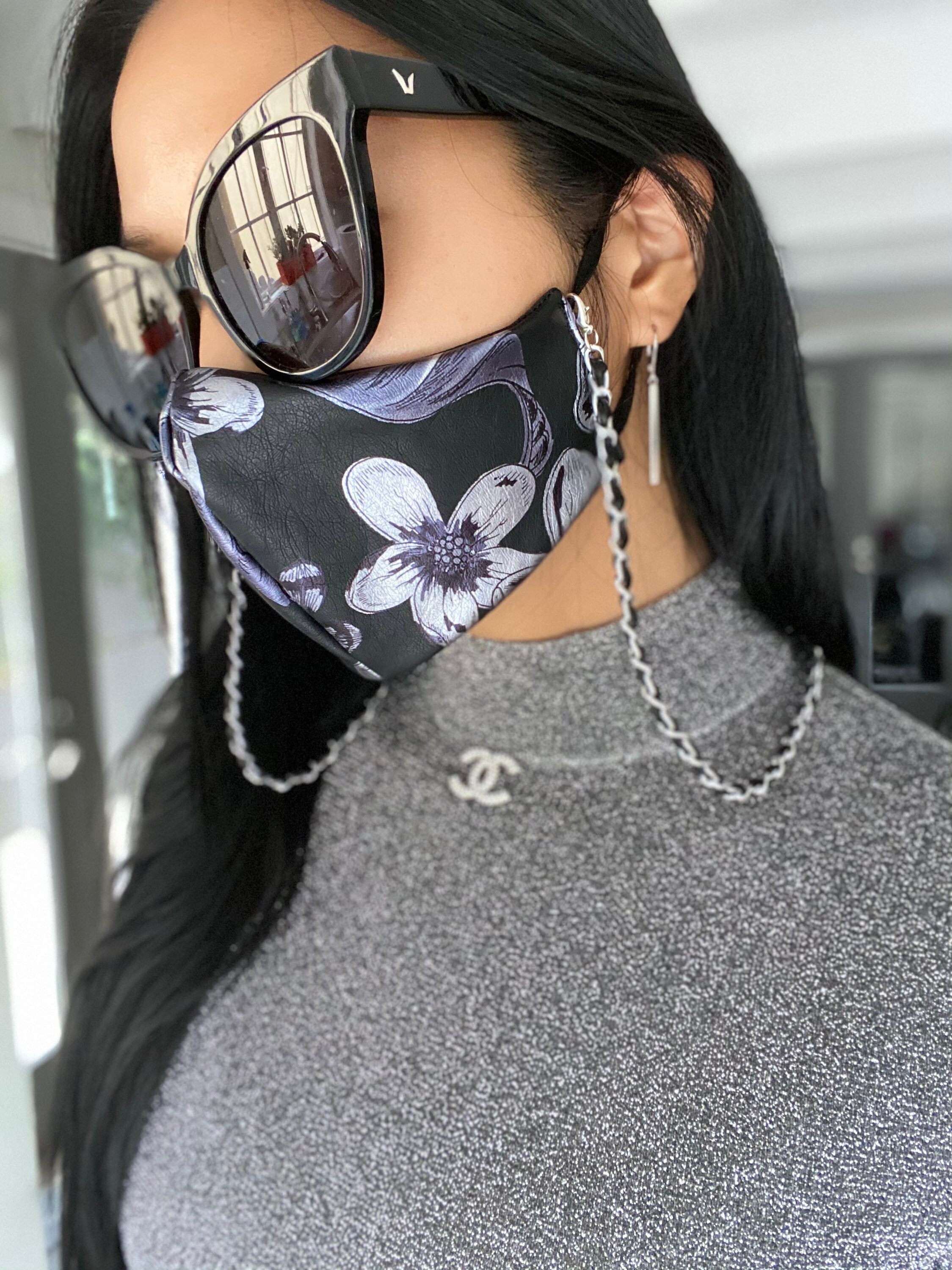 Designer Sunglass eyeglass Mask chain intertwined faux black Etsy