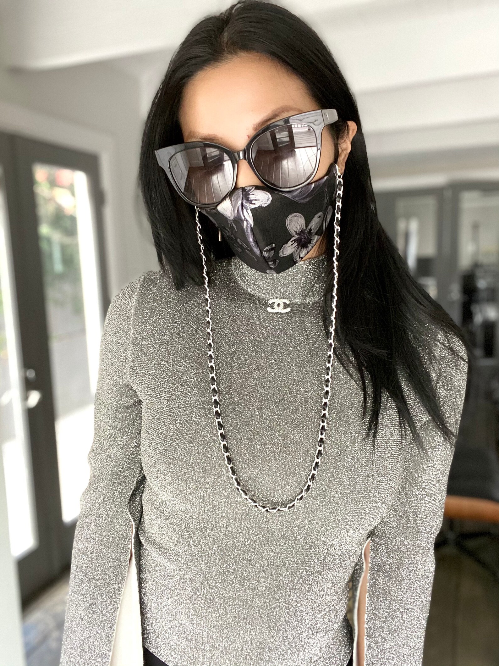 Designer Sunglass eyeglass Mask chain intertwined faux black | Etsy