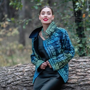 Felted wool coat women, Kimono jacket boiled wool, Medieval cloak, Custom jacket, Textile art, One of a kind