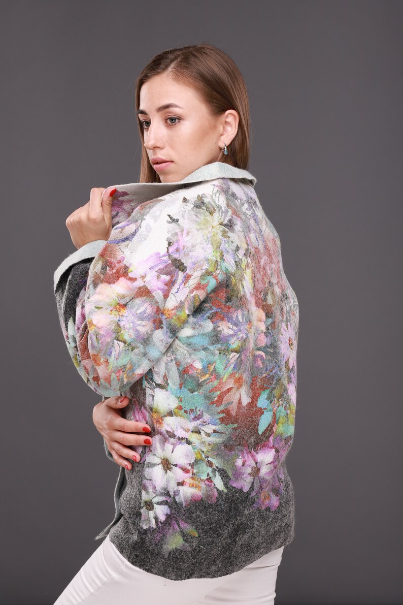 Felted Wool Coat Women, Kimono Jacket, Boiled Wool Cloak, Custom Jacket ...