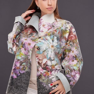 Felted wool coat women, Kimono jacket, Boiled wool cloak, Custom jacket, Sustainable clothing, One of a kind