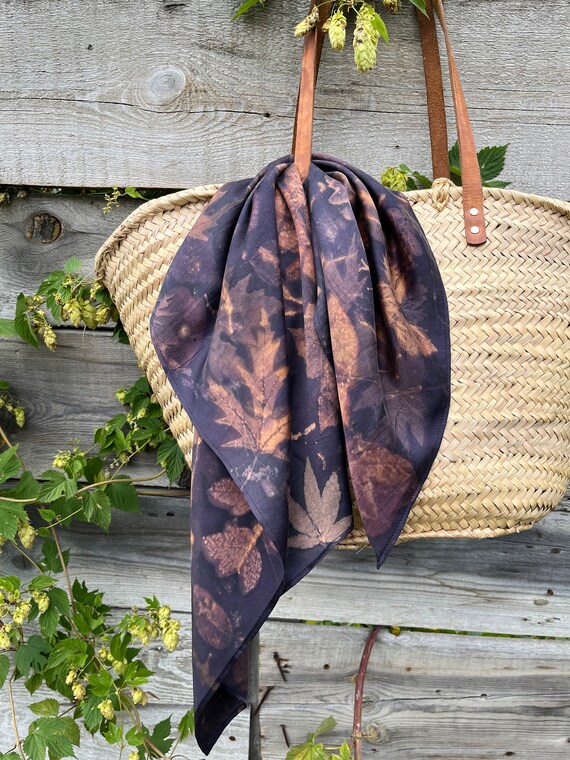 Silk Bandana Botanical Eco Print Silk Scarf Women Handmade - Etsy