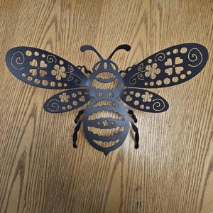 Metal Floral Bee Wall and Garden Decor