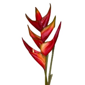 Heliconia High Quality Artificial Flower 34 Inch / Orange / Yellow / Tropical Flowers / Home Decor / Silk / Colorful / Island Decor / Exotic