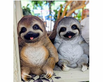 Sleepy Sloth Statue | Ceramic Sloth Decor | Miniature Nursery