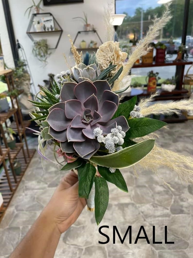 Succulent Wedding Bouquets/Various Sizes Available/Live Plants/Elegant Bridal/Quinceanera/Beautiful Variety/Clutch/Cascading Bouquet/Custom image 5