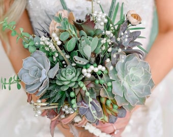 Succulent Wedding Bouquets/Various Sizes Available/Live Plants/Elegant Bridal/Quinceanera/Beautiful Variety/Clutch/Cascading Bouquet/Custom