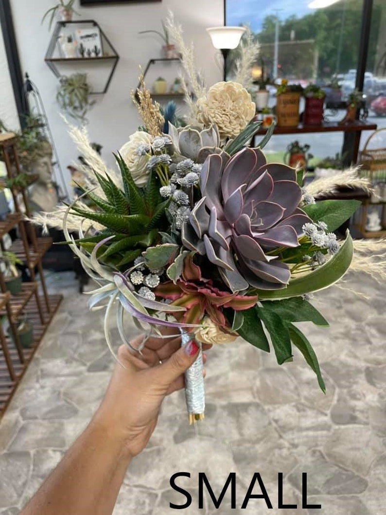 Ramos de boda suculentos/Varios tamaños disponibles/Plantas vivas/Novia elegante/Quinceañera/Hermosa variedad/Embrague/Ramo en cascada/Personalizado imagen 4