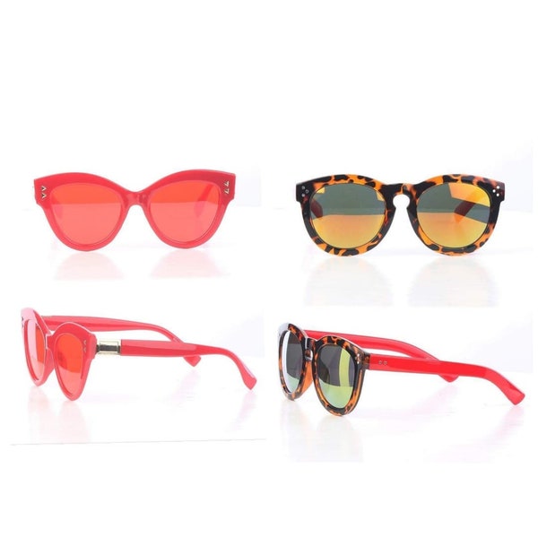 Festival Sun Glasses in 2 styles / Sunglasses / Red and Gold / Red and Black / Fashion Glasses / Eye Wear / UV Ray Protection / Carnival