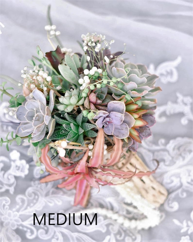 Succulent Wedding Bouquets/Various Sizes Available/Live Plants/Elegant Bridal/Quinceanera/Beautiful Variety/Clutch/Cascading Bouquet/Custom image 3