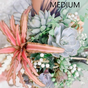 Succulent Wedding Bouquets/Various Sizes Available/Live Plants/Elegant Bridal/Quinceanera/Beautiful Variety/Clutch/Cascading Bouquet/Custom image 2