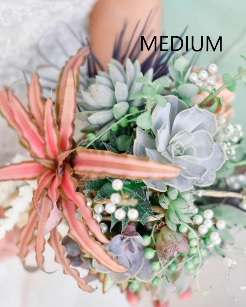 Succulent Wedding Bouquets/Various Sizes Available/Live Plants/Elegant Bridal/Quinceanera/Beautiful Variety/Clutch/Cascading Bouquet/Custom image 2