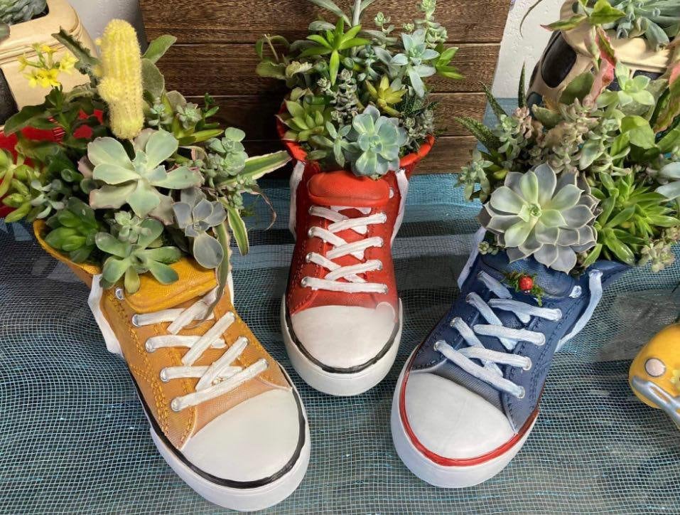 Resin Converse Planters / Yellow, Red or Blue / Chucks / Sneakers / Shoes /  Spring Planter / Succulent Planter / Boho / Teenage Room / Retro - Etsy