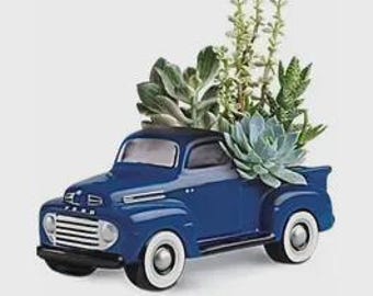 Blue Ford F-1 Truck / Ceramic / Flower Pot / Succulent planter / Collectible