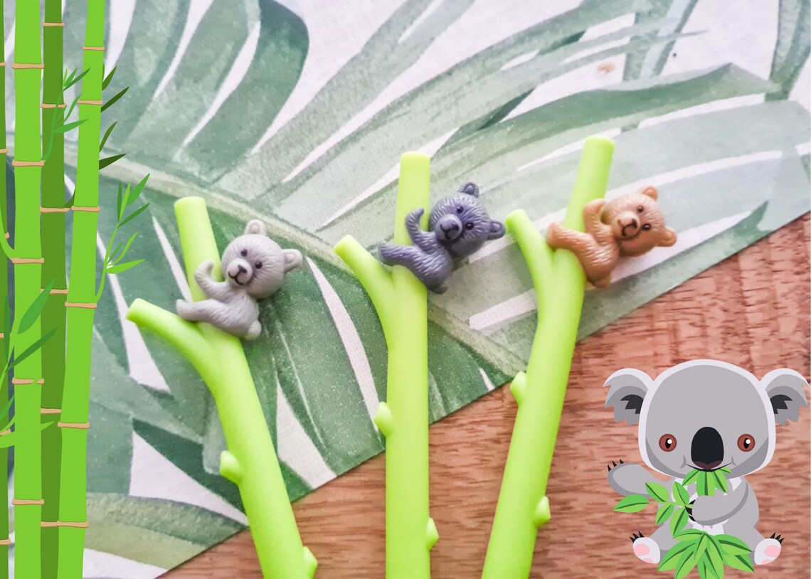 Kawaii Animal Gel Pens Cute stationery gift Koala Bamboo Etsy