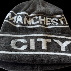 Manchester City Beanie Grey Hat Fan Made Football Gifts