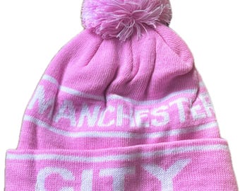 Manchester City Hat Pink Pom Pom Bobble