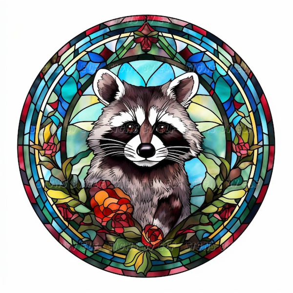 Stained glass faux style Raccoon sign, raccoon lover gifts, wildlife enthusiasts, raccoon accent sign, faux stain glass