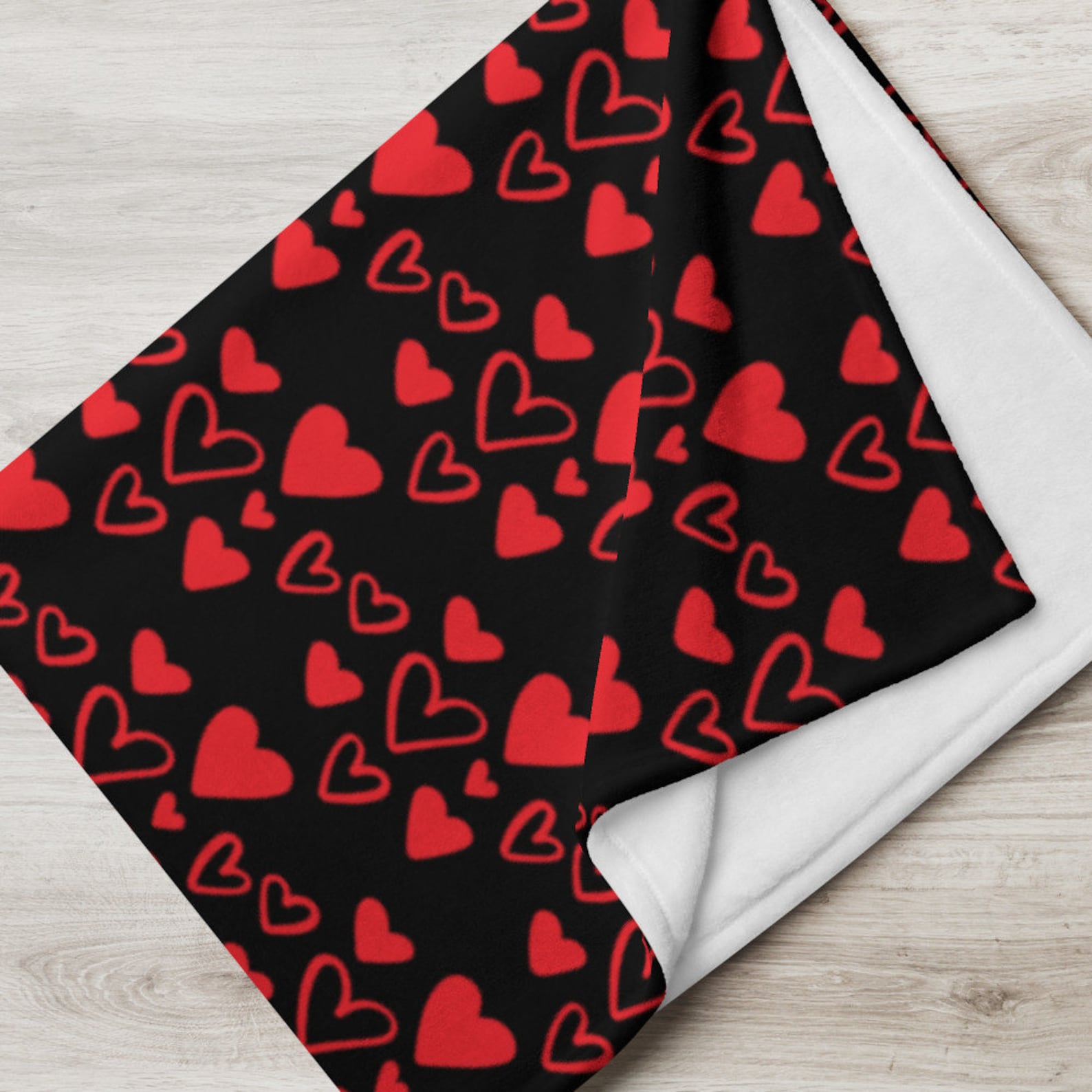 Valentine's Day Throw Blanket black/red hearts Etsy