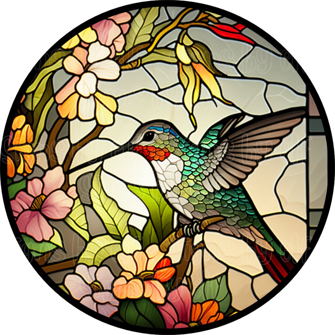 Stained Glass Styled Hummingbird Sign, Hummingbird Decor, Signs With