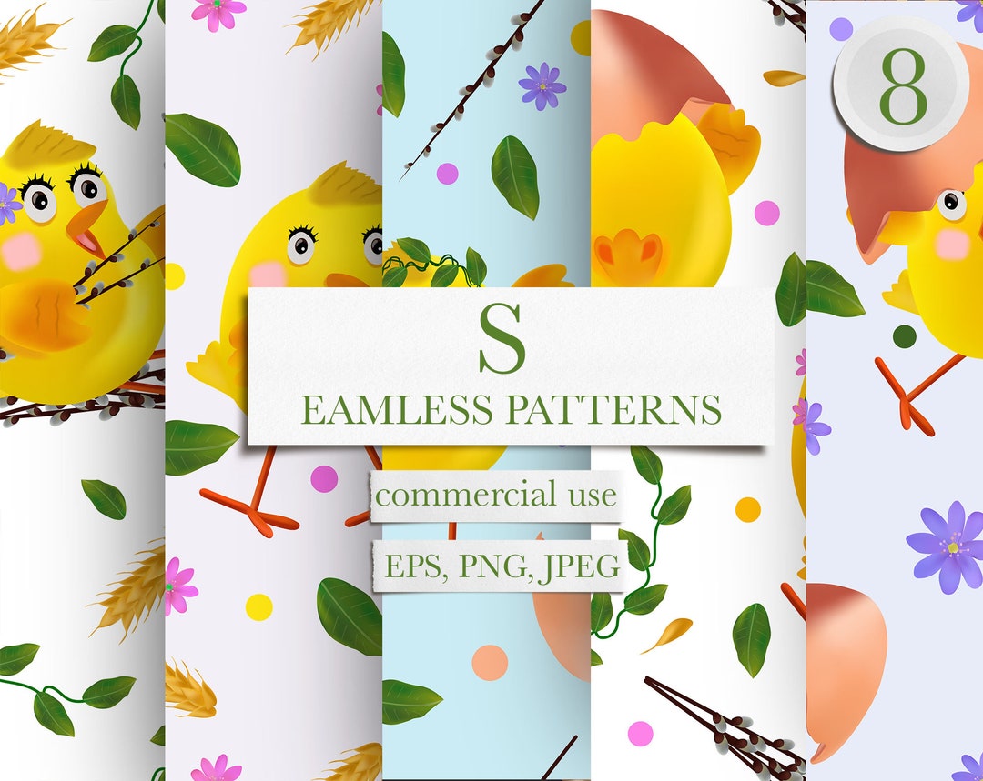 Chicken Pattern Digital Chicken Pattern, Cute Chicken Wallpaper, Spring Digital Pattern ...