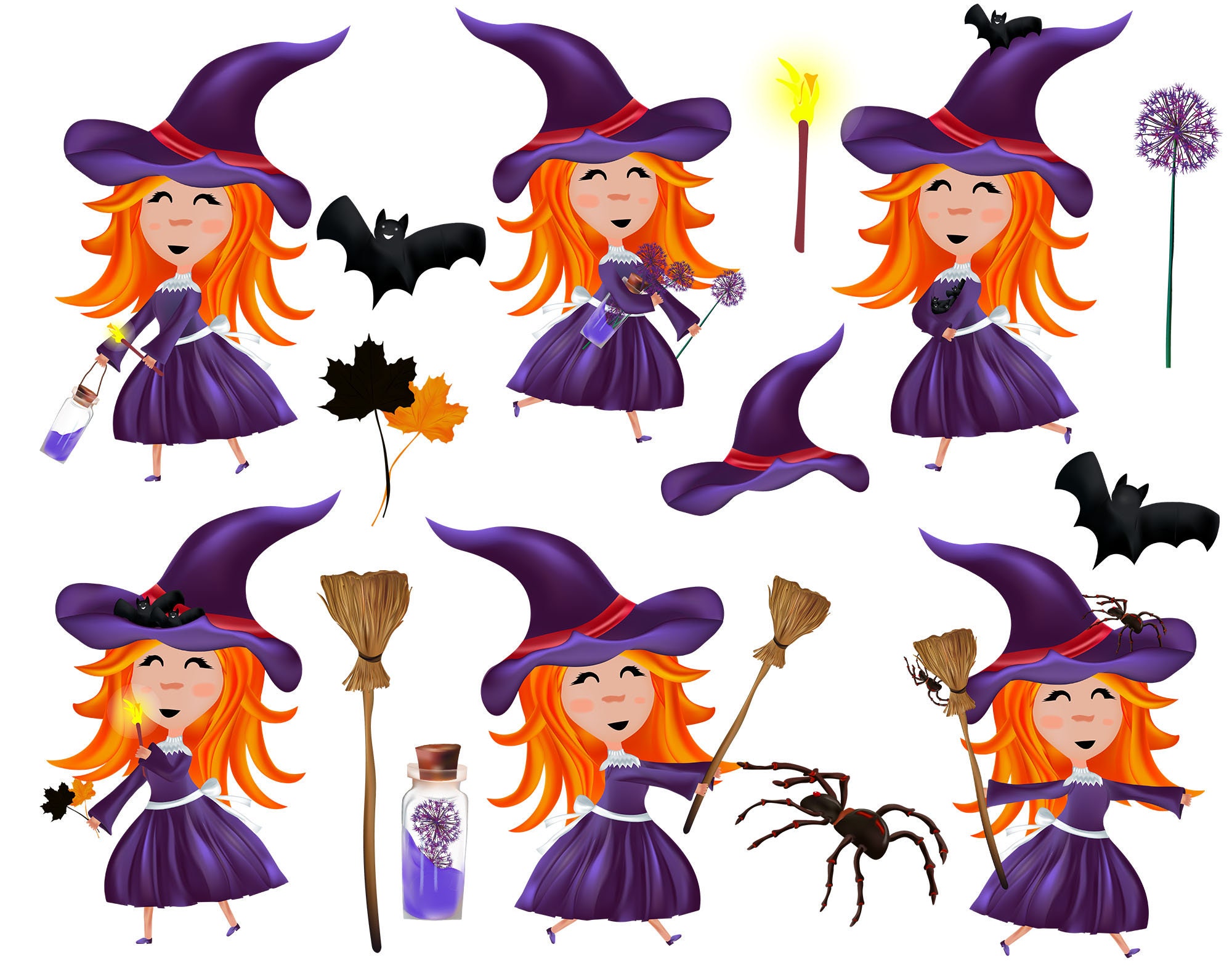 Cute Witch Clipart, Witch Hat Clipart, Witch Png, Little Witch Art ...