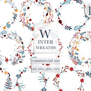 Guirlanda de Natal svg, Temporada aconchegante svg, Guirlanda floral svg, Coroa de louros svg, Flores silvestres Poinsétia Buquê floral svg, Uso comercial gratuito