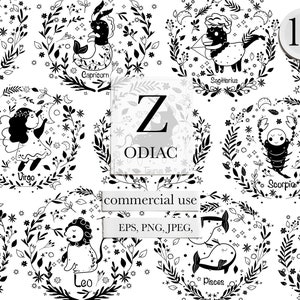 Zodiac svg, Celestial svg, Horoscope png,Mystical svg,Astronomy svg,Black and white zodiac,Sagittarius svg,Cancer zodiac,Free Commercial use