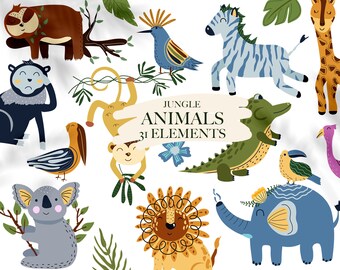 Jungle Animals Clipart - Etsy