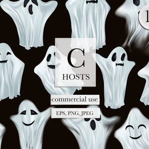 Ghost clipart, Halloween clipart, Cute ghost png, Halloween party, Digital clipart, Ghost sticker, Instant download, Commercial use