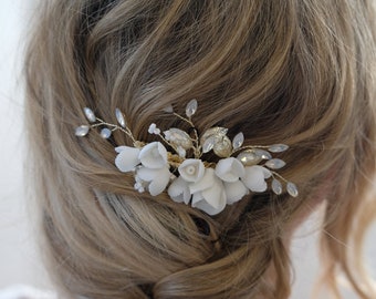 Bridal hair accessories, hair comb - ceramic - bridal wedding hair accessories - high-quality bridal hair accessories from Brautschmuck Vumari