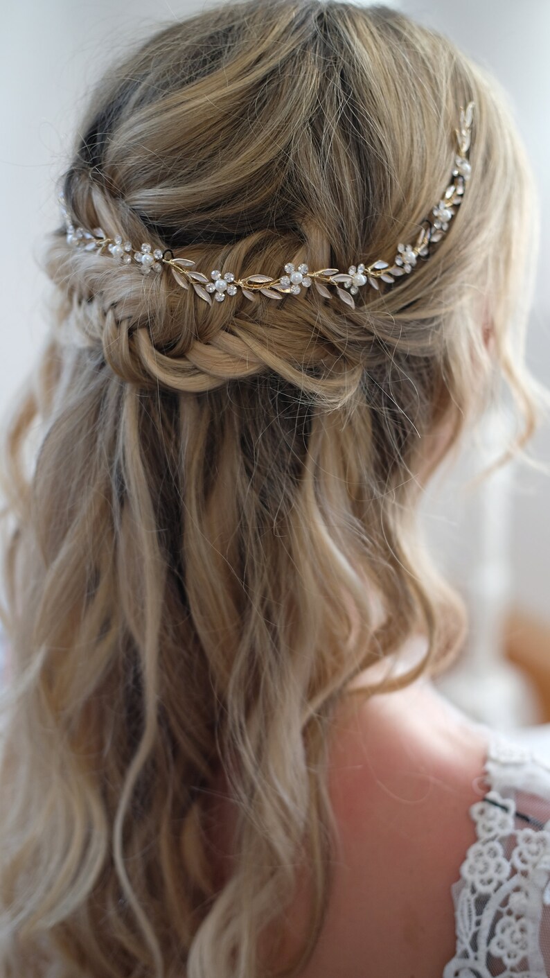 Haarrebe Haarschmuck Hochwertig, Braut Kopfschmuck für deine Hochzeit Haar Rebe Haarschmuck Braut Stirnband Kristall , Strass Vumari zdjęcie 7