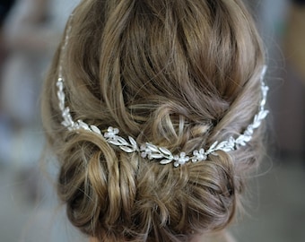 Haarrebe Haarschmuck Hochwertig, Braut Kopfschmuck für deine Hochzeit -  Haar Rebe Haarschmuck Braut -  Stirnband Kristall , Strass - Vumari