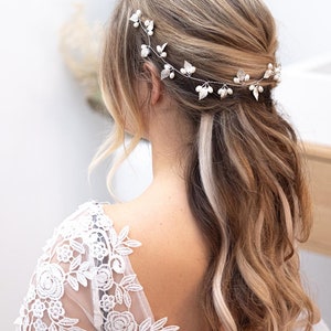 Haarranke / Haarrebe Haarschmuck, Braut Kopfschmuck für deine Hochzeit Haar Rebe Stirnband Blattform mit Perlen Vumari Gold und Silber Bild 7