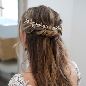 Haarrebe Haarschmuck Hochwertig, Braut Kopfschmuck für deine Hochzeit Haar Rebe Haarschmuck Braut Stirnband Kristall , Strass Vumari zdjęcie 4