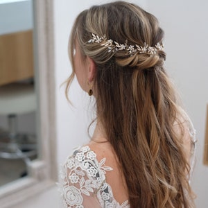 Haarrebe Haarschmuck Hochwertig, Braut Kopfschmuck für deine Hochzeit Haar Rebe Haarschmuck Braut Stirnband Kristall , Strass Vumari zdjęcie 5